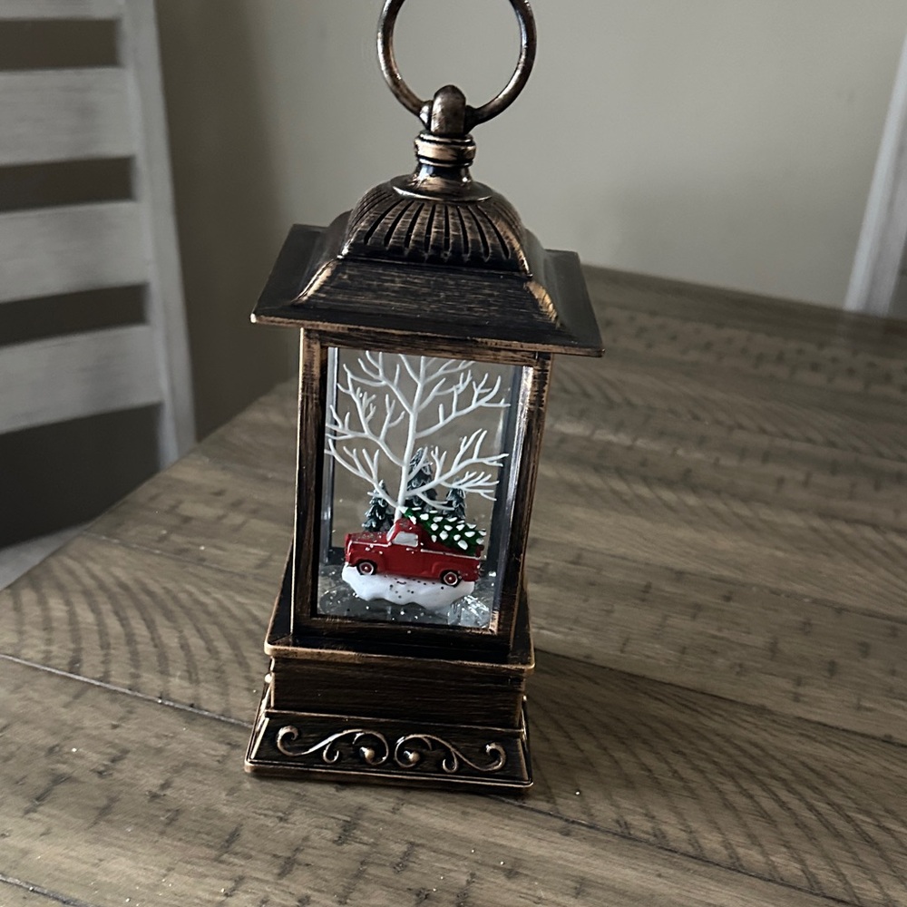 Vintage Style Lantern with Red Truck Design